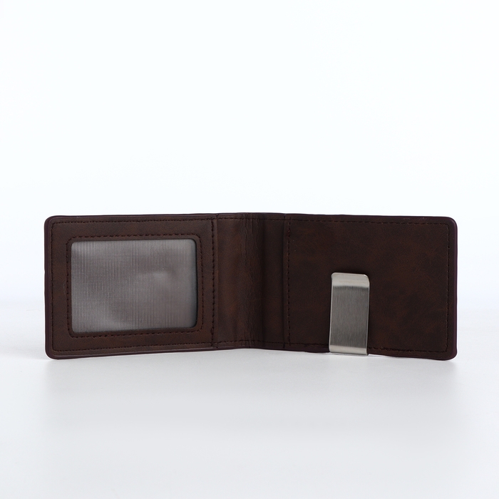 Зажим для купюр, отдел для карт, цвет коричневый Зажим для купюр, отдел для карт, цвет коричневый