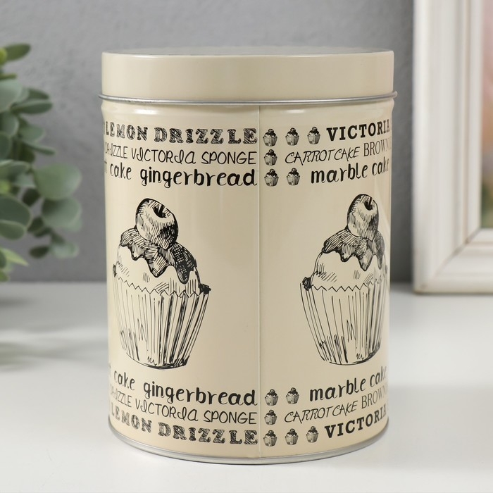 Шкатулка металл цилиндр Шкатулка металл цилиндр "Сладкая выпечка" набор 4 шт 9,5х6; 11х7,5; 12,5х9; 14х10,5х10,5 см 975901