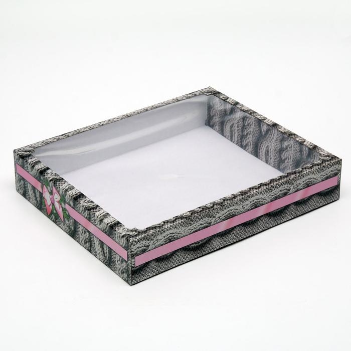 Новый год. Коробка сборная крышка-дно с окном, Новый год. Коробка сборная крышка-дно с окном, "Теплый Новый Год", 37 х 32 х 7 см.