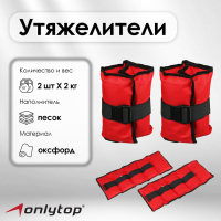 Утяжелители ONLYTOP, 2 шт. × 2 кг, цвета МИКС