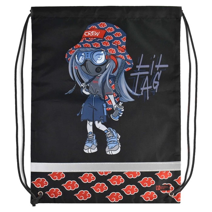 Мешок для обуви 480 х 360 мм, Феникс, сублимация, светоотражающая полоса, "Девочка с баллончиком"