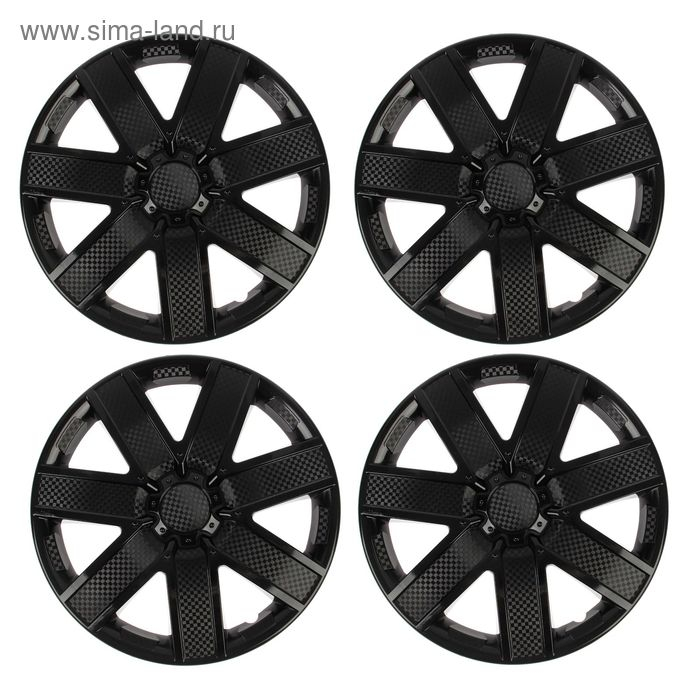 Колпаки колесные R13 Колпаки колесные R13 "ГАЛАКСИ", черный глянец карбон, набор 4 шт