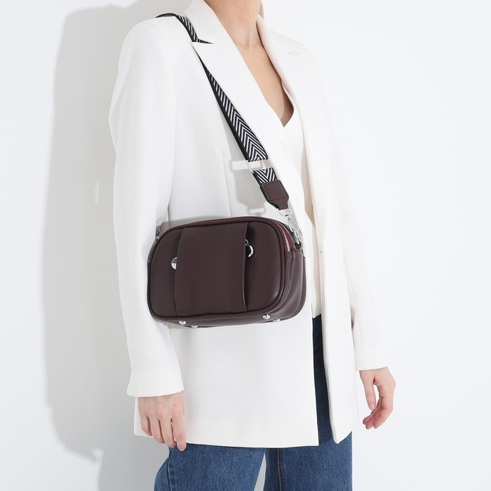 Сумка кросс-боди на молниях, наружный карман, цвет бордовый