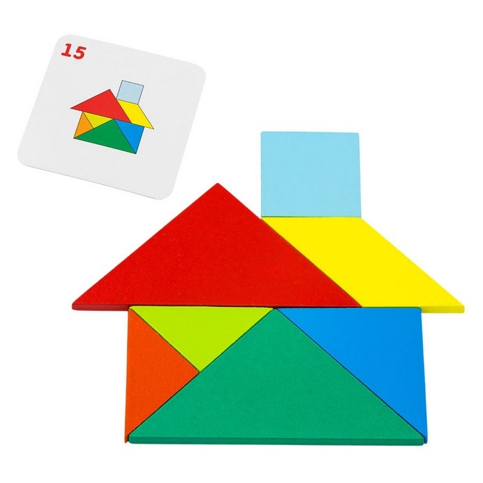 Головоломка «Танграм», 20 заданий, 7 деталей, 10 двусторонних карточек Головоломка «Танграм», 20 заданий, 7 деталей, 10 двусторонних карточек