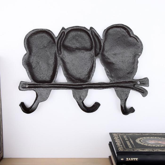 Крючки декоративные чугун Крючки декоративные чугун "Филины не слышу, не вижу, не скажу" 15,5х23х2,5 см