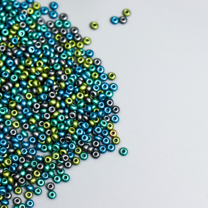 Бисер стекло 11/0  Бисер стекло 11/0 "Металлик. Меланж. Сине-зелёный" 10 гр