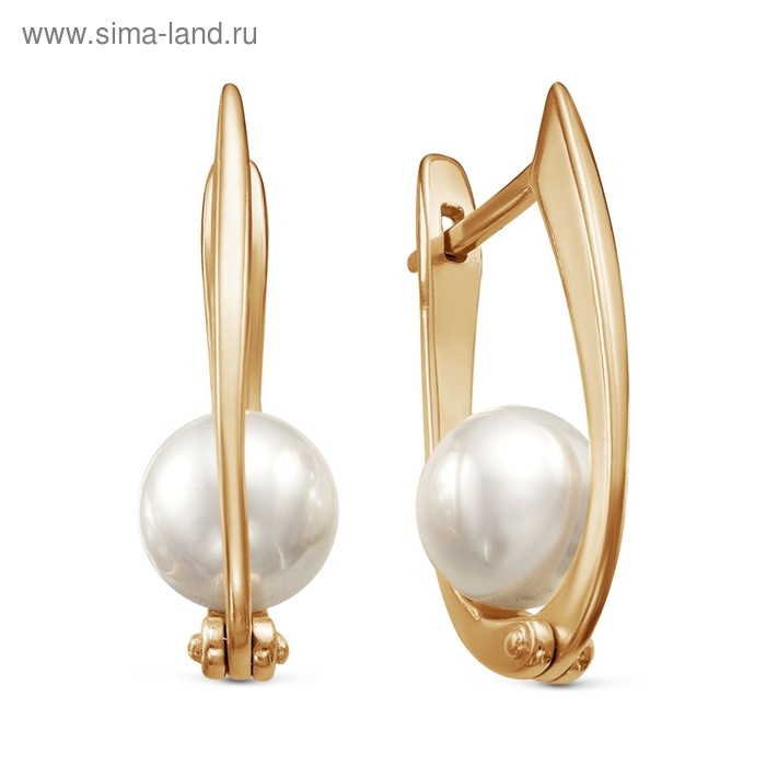 Серьги «Жемчуг» качели, розовое золочение, цвет белый Серьги «Жемчуг» качели, розовое золочение, цвет белый