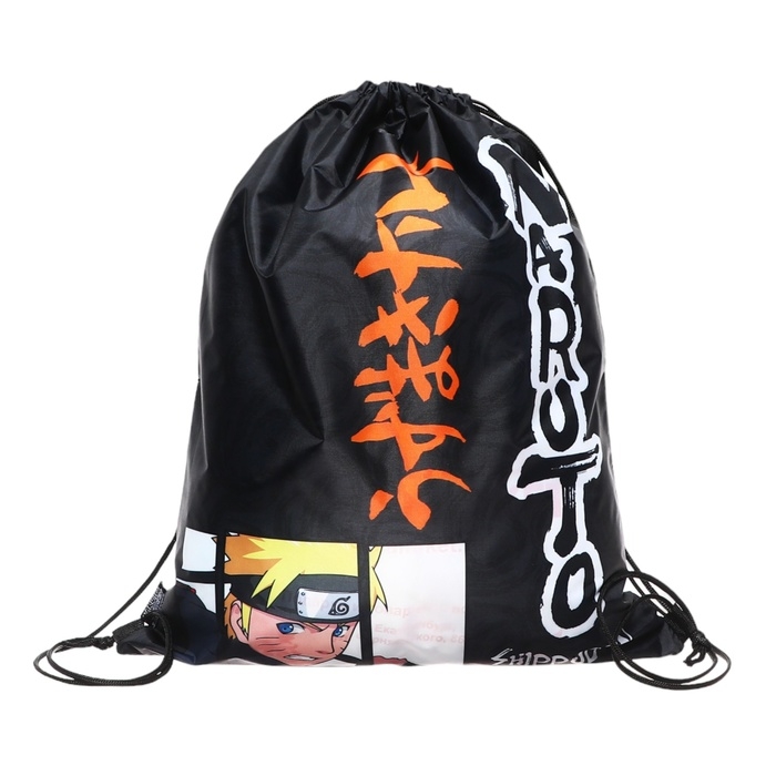 Мешок для обуви 480х380, Naruto, универсальный, чёрный Мешок для обуви 480х380, Naruto, универсальный, чёрный