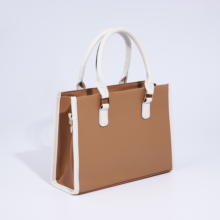 Сумка женская тоут на молнии, цвет коричневый