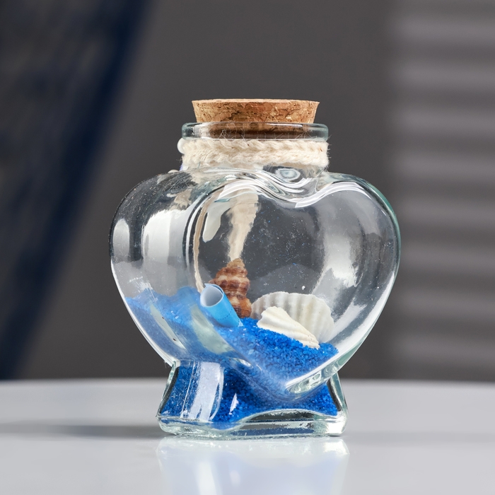 Сувенир в бутылке сердце  Сувенир в бутылке сердце "Ракушки" 8*6*4см, микс
