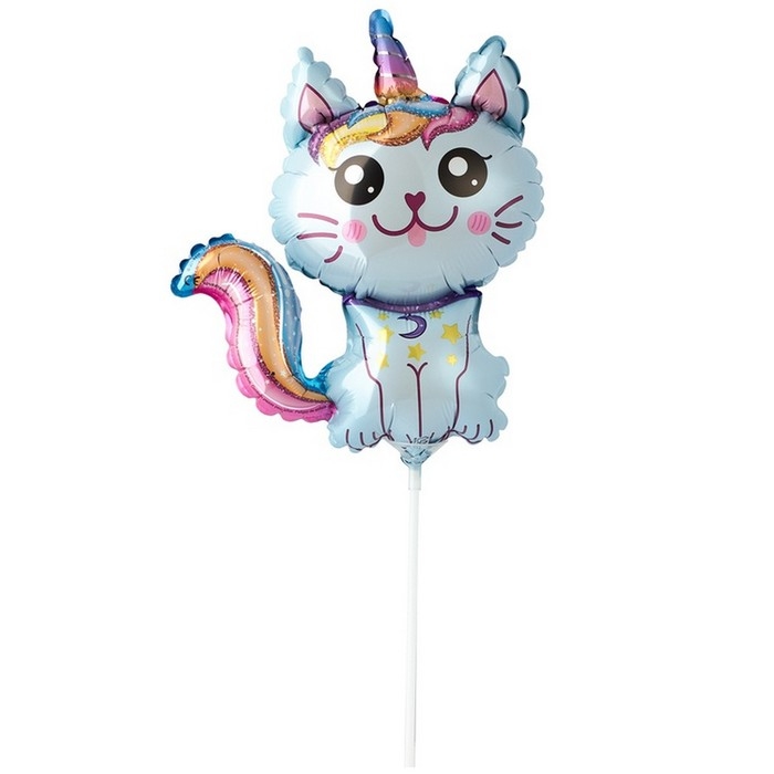 Шар фольгированный 12 Шар фольгированный 12" «Кот-единорог голубой», мини-фигура