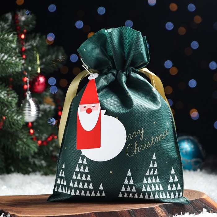 Новый год. Мешок подарочный Новый год. Мешок подарочный "Волшебный лес" зелёный, 20 x 30 см