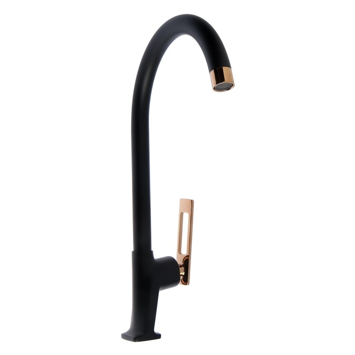 Смеситель для кухни Accoona A45127FW, однорычажный, длина излива 202 мм, черный Смеситель для кухни Accoona A45127FW, однорычажный, длина излива 202 мм, черный