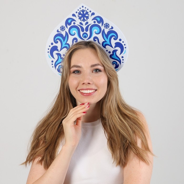 Новый год! Карнавальный кокошник «Снежная принцесса» из фетра Новый год! Карнавальный кокошник «Снежная принцесса» из фетра