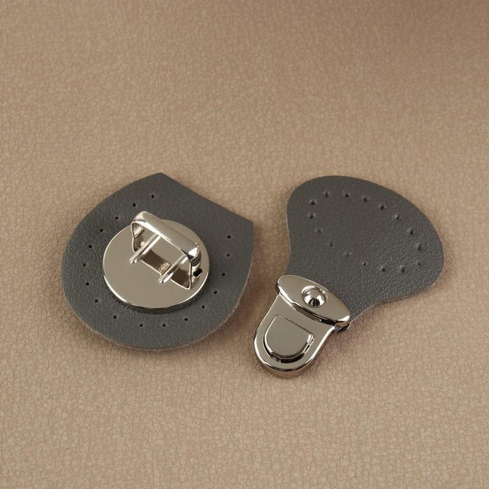 Застёжка для сумки, пришивная, 6 × 4 см, цвет серый/серебряный Застёжка для сумки, пришивная, 6 × 4 см, цвет серый/серебряный