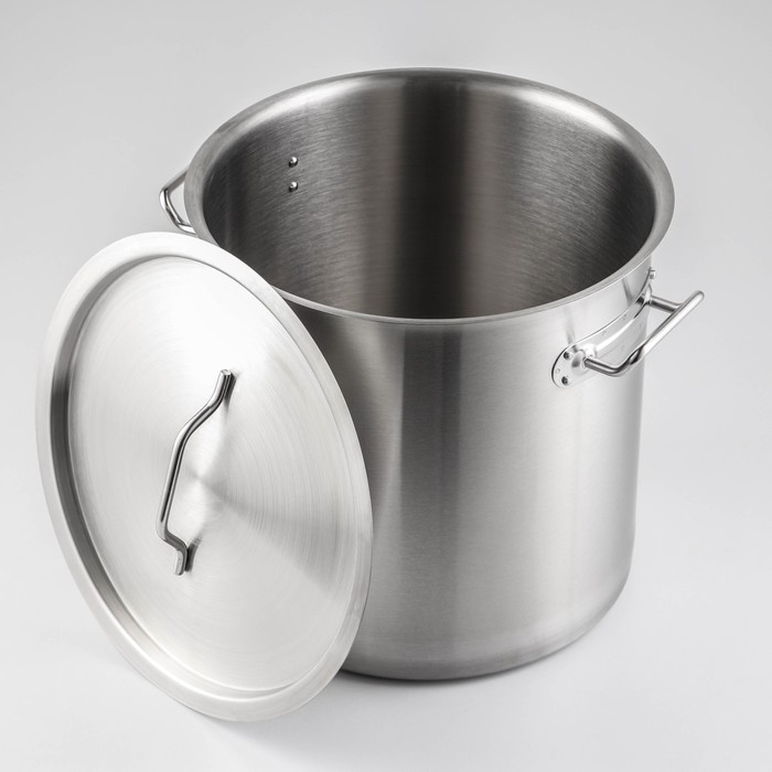 Кастрюля из нержавеющей стали Hanna Knövell HoReCa, 20 л, толщина 0,8 мм, 201 сталь, металлическая крышка, с теплораспределительным слоем, индукция Кастрюля из нержавеющей стали Hanna Knövell HoReCa, 20 л, толщина 0,8 мм, 201 сталь, металлическая крышка, с теплораспределительным слоем, индукция