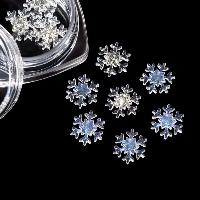 Новый год! Фигурки для дизайна ногтей «Снежинки», цвет полупрозрачный Новый год! Фигурки для дизайна ногтей «Снежинки», цвет полупрозрачный