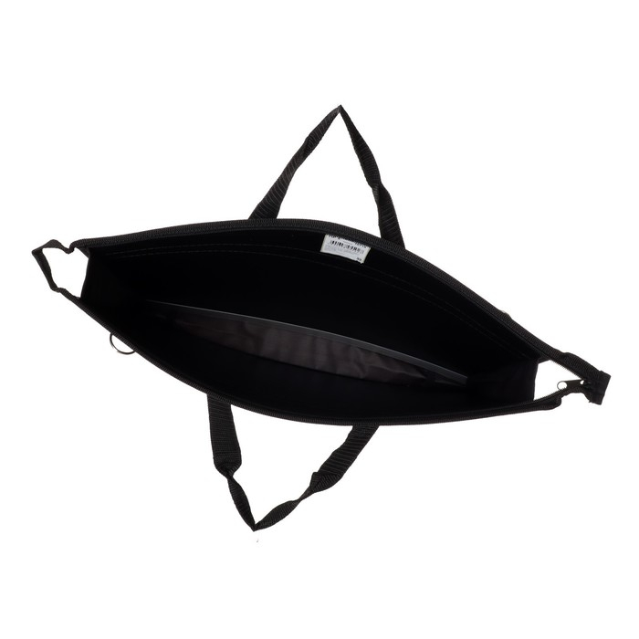 Папка для чертежей и рисунков A3, 420 х 343 х 50 мм, с ручками, пластиковая, молния сверху, 0.9 мм, "Стандарт" ПР 5, плечевой ремень, чёрная