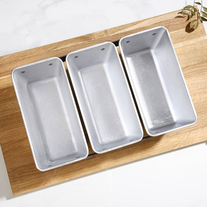 Хлебная форма прямоугольная, 32,5&times;21&times;10 см, 3-х секционная