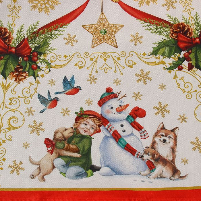 Скатерть новогодняя Этель "Новогодние игрушки" d=220см +/-3см с ГВМО, хл100%