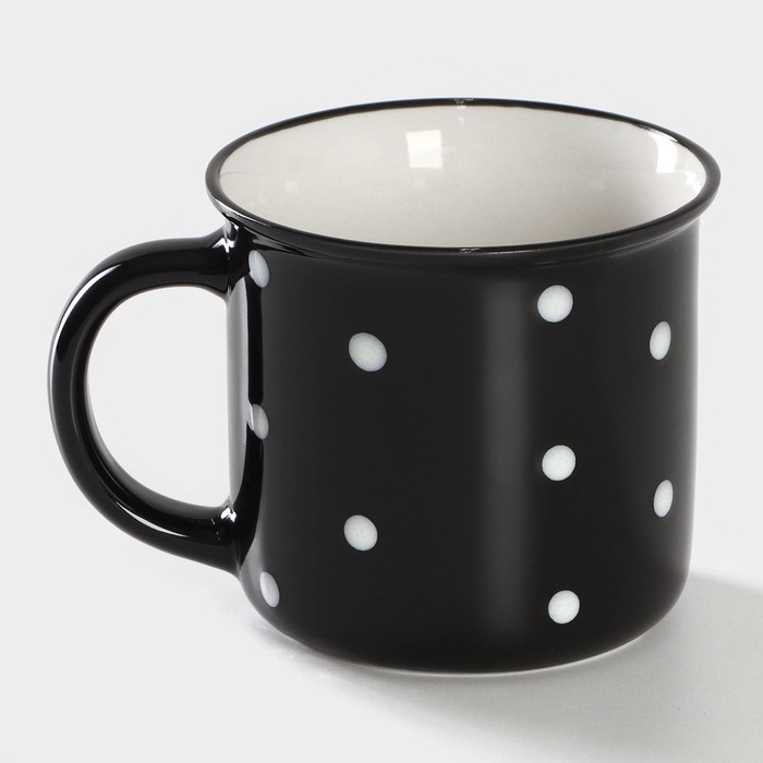 Кружка фарфоровая Доляна «Божья коровка», 370 мл, цвет чёрный Кружка фарфоровая Доляна «Божья коровка», 370 мл, цвет чёрный