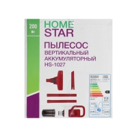 Пылесос HomeStar HS-1027, вертикальный, 200 Вт, сухая уборка, 1.5 л, красный