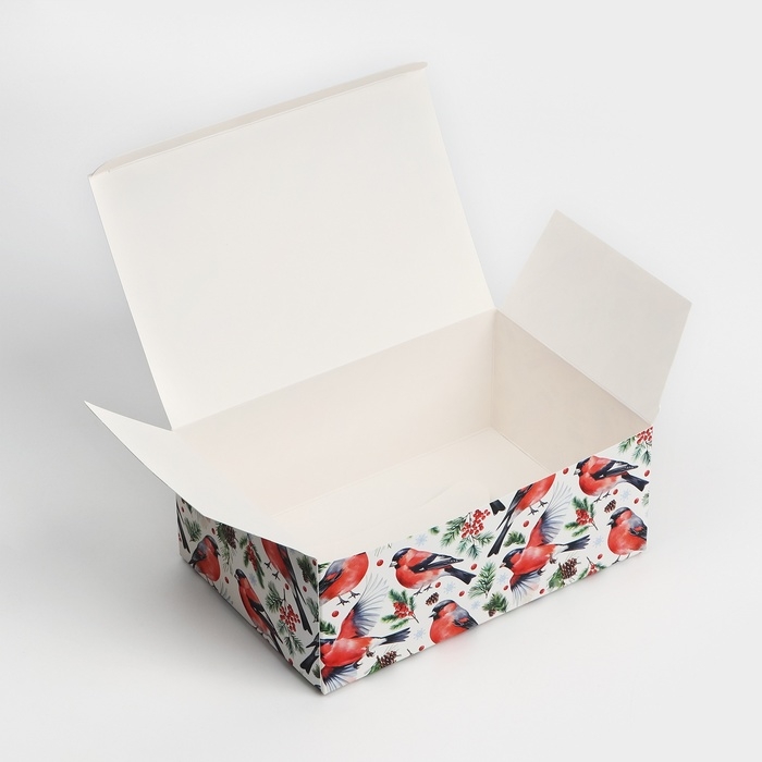 Коробка подарочная новогодняя складная «Снегири», 18 х 12 х 7 см, Новый год