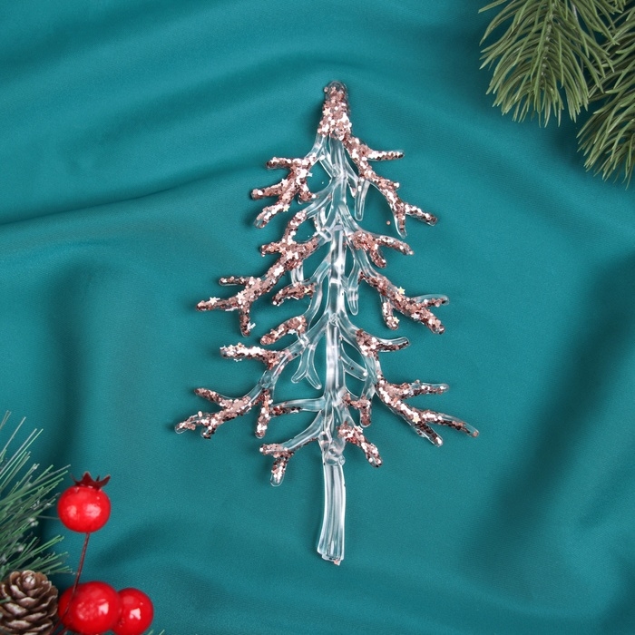 Украшение ёлочное Украшение ёлочное "Ёлочка блеск сияние" 15х9 см, прозрачно-розовый