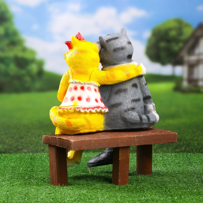 Садовая фигура "Коты на лавке" 18х42х40см