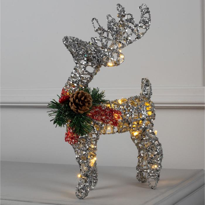 Светодиодная фигура «Олень серебристый» 25 × 30 × 10 см, металл, батарейки ААх3 (не в комплекте), свечение тёплое белое Светодиодная фигура «Олень серебристый» 25 × 30 × 10 см, металл, батарейки ААх3 (не в комплекте), свечение тёплое белое