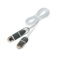 Кабель 2 в 1 Luazon, microUSB/Lightning - USB, 1 А, 0.9 м, плоский, МИКС