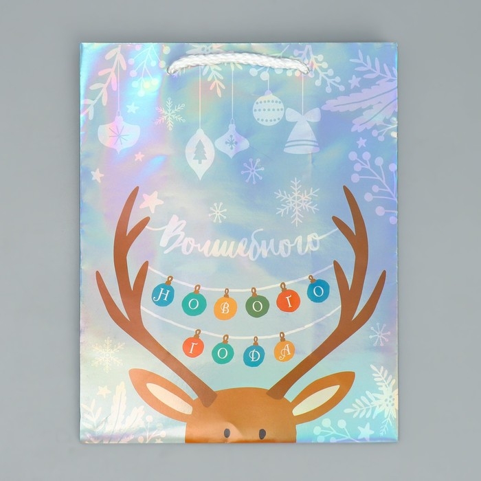 Пакет голографический «Волшебного», MS 18 х 23 х 10 см, Новый год Пакет голографический «Волшебного», MS 18 х 23 х 10 см, Новый год