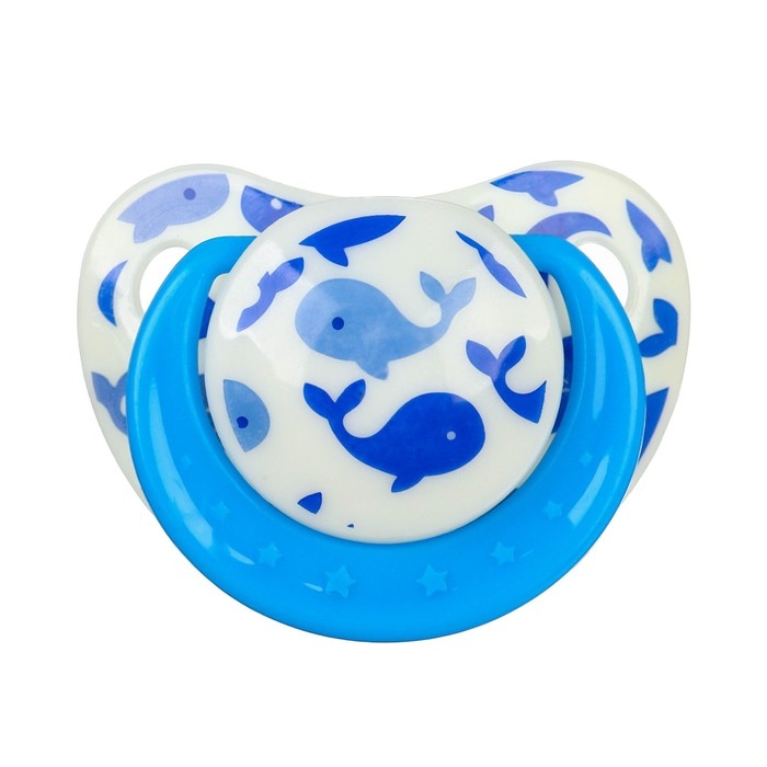 Соска - пустышка силиконовая ортодонтическая «Кит», от 3 мес., с колпачком, цвет голубой Соска - пустышка силиконовая ортодонтическая «Кит», от 3 мес., с колпачком, цвет голубой
