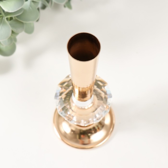 Подсвечник металл, акрил на 1 свечу  Подсвечник металл, акрил на 1 свечу "Эллея" d=2,5 см золото 6х6х15 см