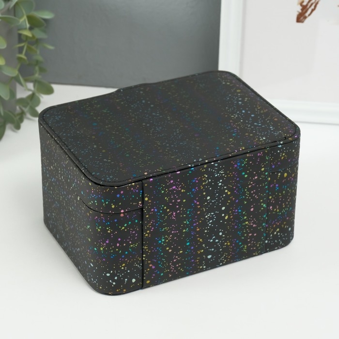 Шкатулка кожзам для украшений Шкатулка кожзам для украшений "Ночное небо" голография чёрная 14х18х10,5 см