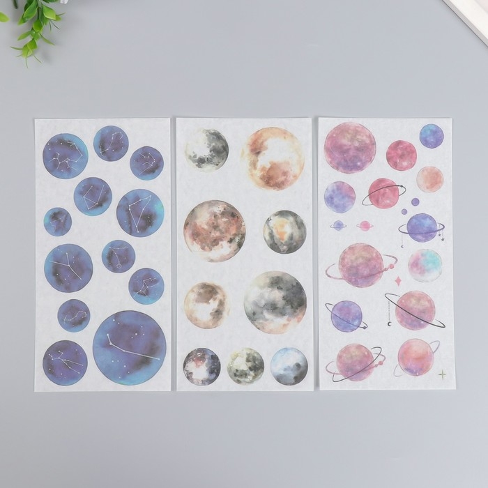 Наклейки Наклейки "Планеты и созвездия" набор 3 листа 10х20 см