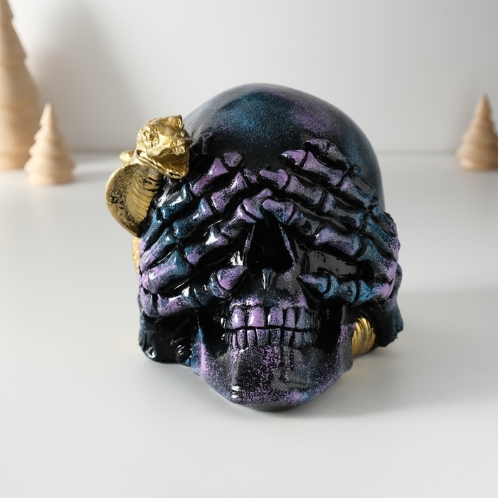 Сувенир полистоун  Сувенир полистоун "Змея на черепе" 15х12,5х12 см