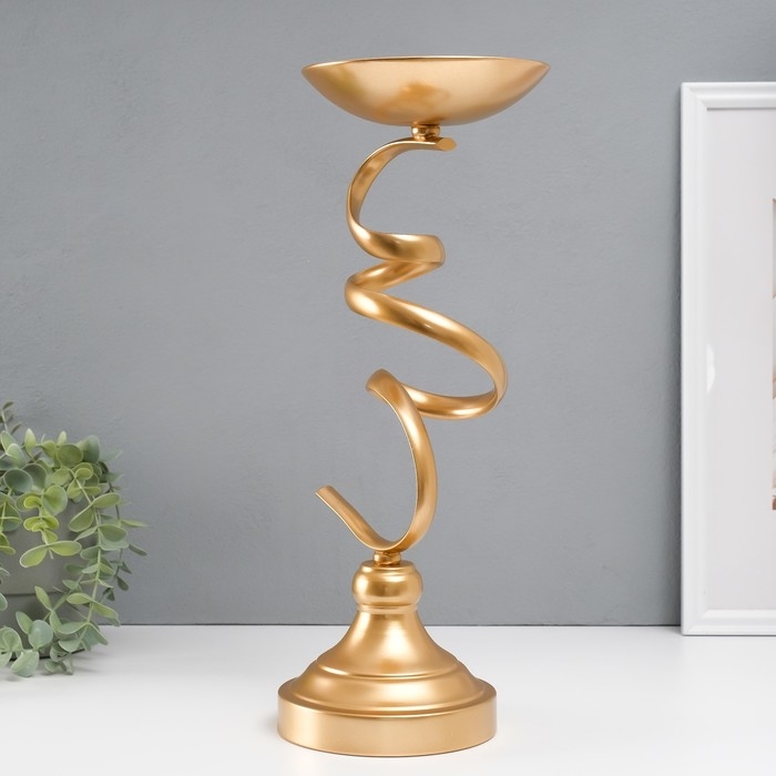 Подсвечник металл на 1 свечу d=3,5 см "Максима" золото 15х15х44,5 см