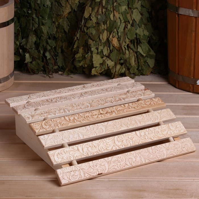 Подголовник из липы, анатомический 34х32х12 см Русский узор Подголовник из липы, анатомический 34х32х12 см Русский узор