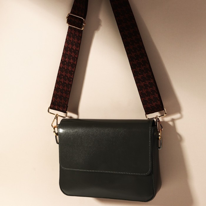 Ручка для сумки «Гусиная лапка», стропа, 135 ± 3 × 3,8 см, цвет коричневый/золотой Ручка для сумки «Гусиная лапка», стропа, 135 ± 3 × 3,8 см, цвет коричневый/золотой