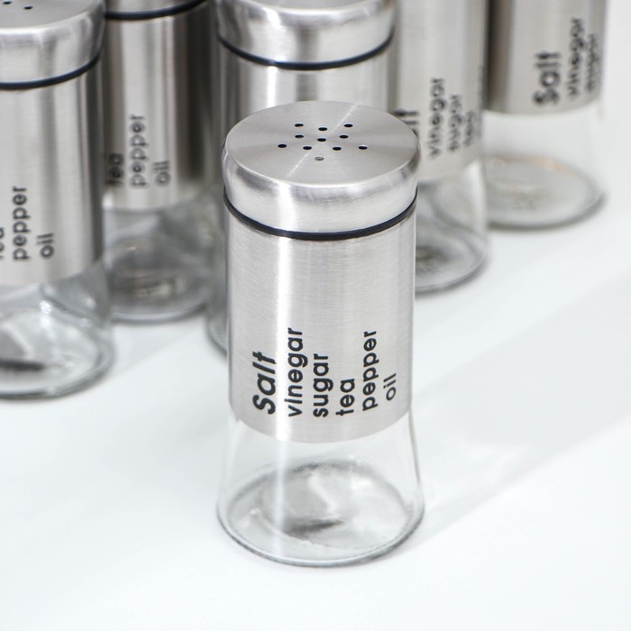 Набор ёмкостей для специй из стекла «Стиль», 170 мл, 5,5×11 см, 12 шт Набор ёмкостей для специй из стекла «Стиль», 170 мл, 5,5×11 см, 12 шт