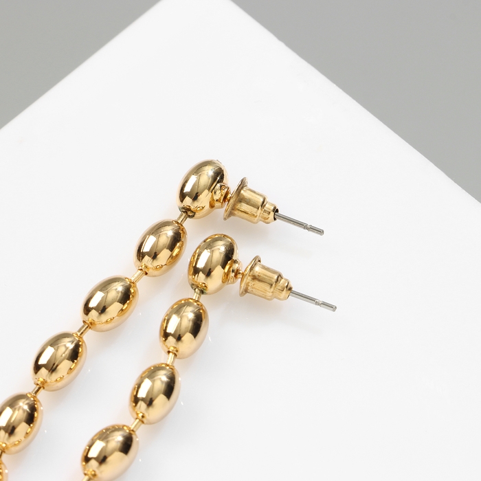Серьги металл «Бусины» рис, цвет золото Серьги металл «Бусины» рис, цвет золото