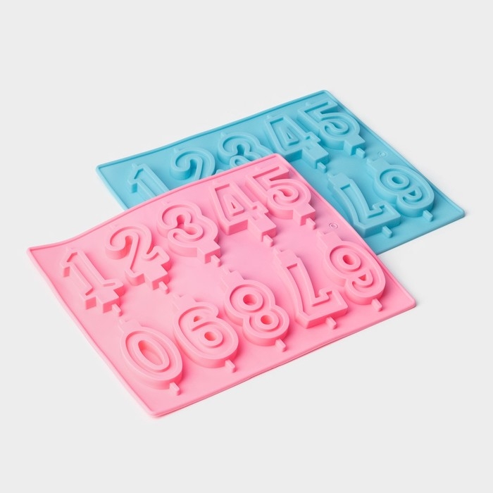 Форма для шоколада Доляна «Цифры», силикон, 26×21 см, 10 ячеек (7×4 см), цвет МИКС Форма для шоколада Доляна «Цифры», силикон, 26×21 см, 10 ячеек (7×4 см), цвет МИКС
