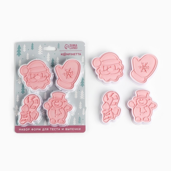 Новый год. Набор форм для печенья «В зимнем лесу», пластик, 4 шт Новый год. Набор форм для печенья «В зимнем лесу», пластик, 4 шт