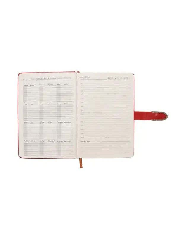 Ежедневник недатированный формат А5, с хлястиком, 112л, линия, пвх, Красный Ежедневник недатированный формат А5, с хлястиком, 112л, линия, пвх, Красный