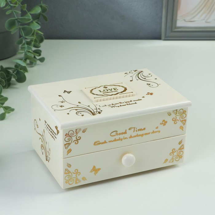 Шкатулка музыкальная механическая Шкатулка музыкальная механическая "Белый комод с золотым узором" 15,5х10,7х8,5 см