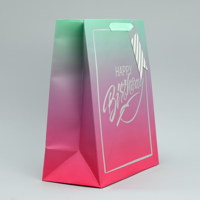 Пакет подарочный, упаковка, Happy Birthday, 30.5 х 25 х 12.5 см