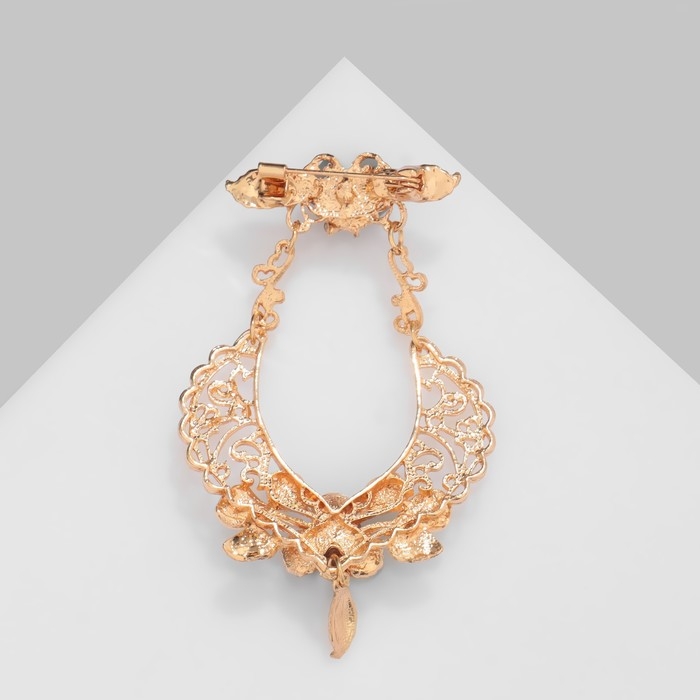 Брошь «Цветок» на подвесе, цвет коричнево-зелёный в золоте Брошь «Цветок» на подвесе, цвет коричнево-зелёный в золоте