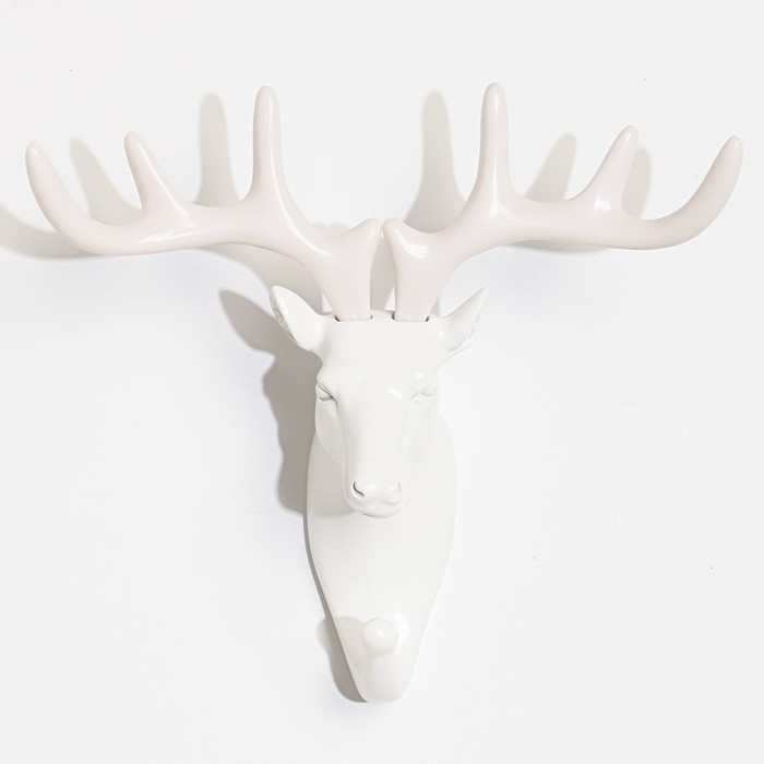 Декор настенный-вешалка Декор настенный-вешалка "Олень" 16.5 x 16 см, белый