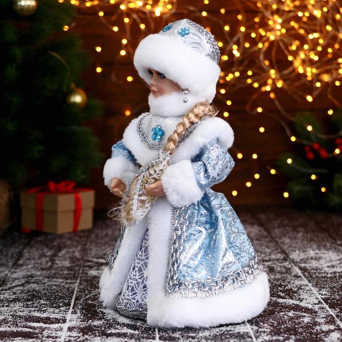 Снегурочка Снегурочка "В голубой шубке с цветами" двигается, 15х30 см